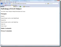 The Subject Servlet output after submitting the login form